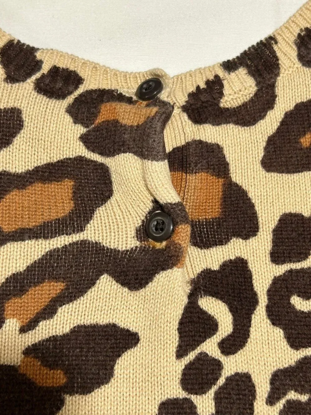 Gymboree Girls Size 3T Tan Brown Cheetah Print Long Sleeve Sweater Dress Classic